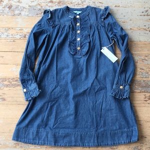 NWT Draper James Ruffle Bib Denim Dress